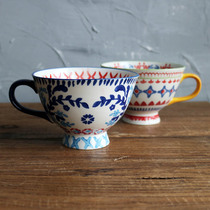 W1962 export British ceramic hand-painted under-glaze large-capacity floral decoration large mouth mug black tea cup