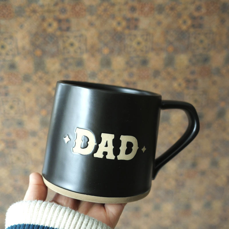 W1962 New US Matte Black Cool Coarse Pottery Stitching Large Dad Cup Father's Day Gift American Water Cup