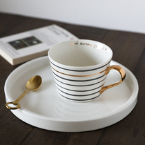 W1962 export British ceramic Nordic black gold stripe English big mug large capacity breakfast cup