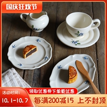 W1962 new Japanese vintage white relief hand-painted swallow dinner plate dessert plate blue Little Swallow elegant disc