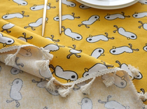 W1962 Korean ins Wind cotton and tassel side small yellow duck peach fresh and cute tablecloth table flag cushion cover
