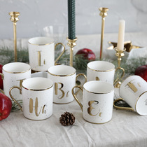 W1962 export British MS ceramic gold dot English letter mug Christmas gift Cup letter Cup