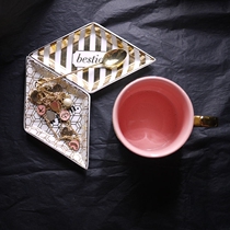 W1962 export to the United States R House Party tide products prismatic gold stripe storage plate jewelry storage tray small disc