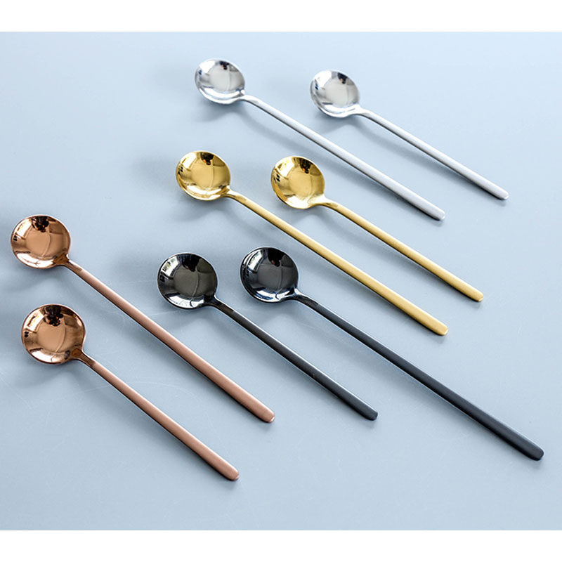 W1962 New Nordic style simple design frosted handle small dot ice cream spoon Dessert spoon Small meal spoon