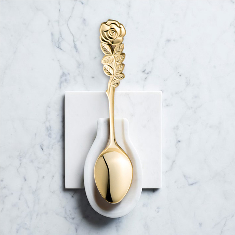W1962 plus Japan imported gold little rose handle stainless steel SUS430 coffee spoon dessert spoon