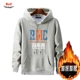 Áo len hoodie kích thước lớn áo len nam có mũ trùm đầu rộng cộng với áo thun béo nam và nữ phiên bản mới của áo khoác quần jean nam rách