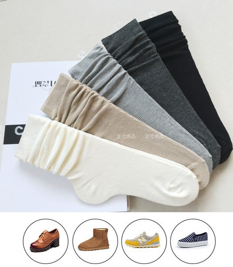 [Đặc biệt hàng ngày] Nhật Bản và Hàn Quốc Sen đống vớ cotton retro ngọt ngào cotton nữ màu rắn vớ cao thủy triều - Vớ sợi tre tất trắng