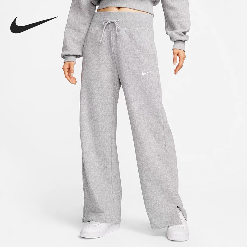 Nike Spring and Autumn Women's Terry Sports Casual Pants with Split Hems, Straight-Leg, Loose-Fitting, Floor-Length Pants Fz7208 Nike Spring and Autumn Women's Terry Sports Casual Pants with Split Hems, Straight-Leg, Loose-Fitting, Floor-Length Pants Fz7208