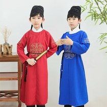 Chinese style antique children Hanfu boys ancient costumes champion robe spring summer and autumn Chinese studies performance Chinese style Tang suit round collar robe