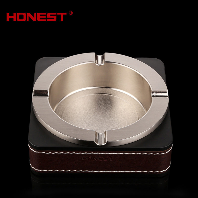 Baicheng retro fine high-end business leather ashtray home hotel desk personalized car ashtray