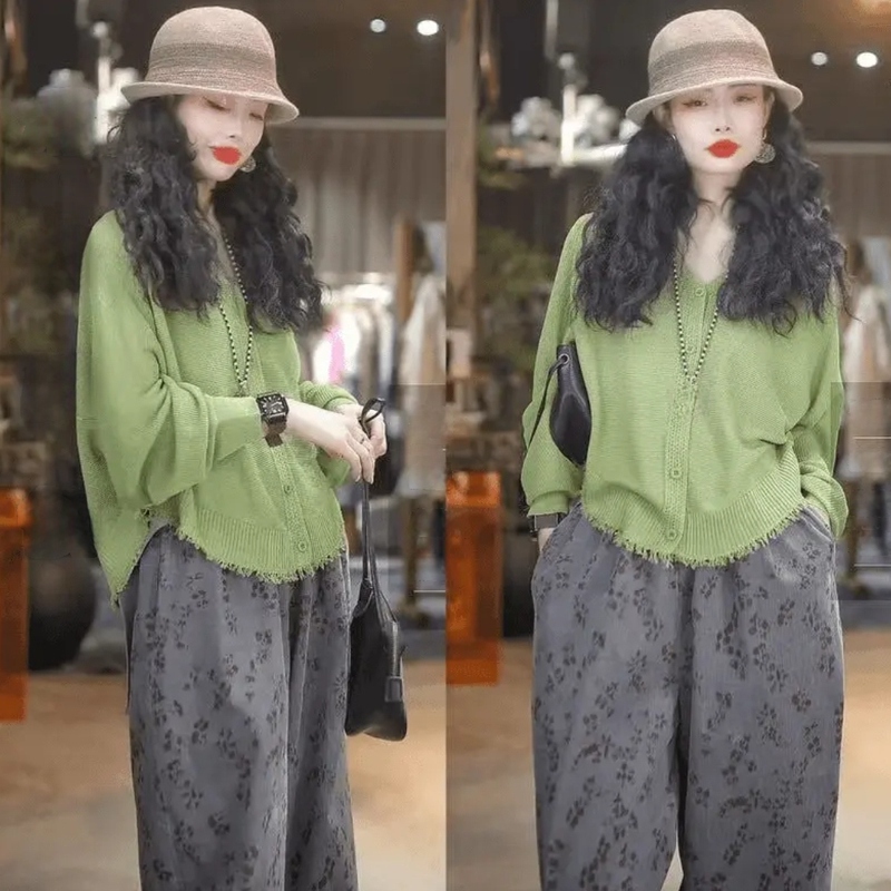 2026 Summer New Vintage Versatile Lazy Style Elegant Slimming Knitted Tencel Linen Sun Protection Cardigan