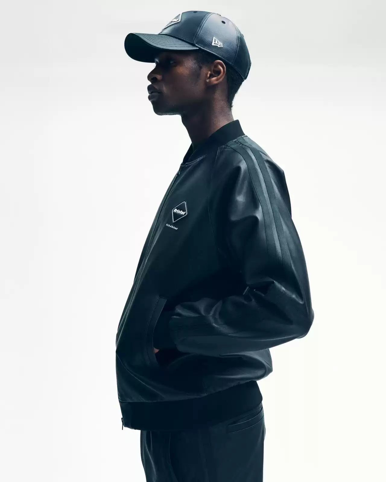 FCRB LEATHER TRACK JACKET 男女同款休閒羊皮真皮皮衣