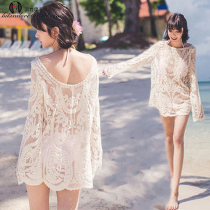 Seaside Korean version Boho long sleeve crochet casual bikini blouse Swimsuit Beach wear Sunscreen wear