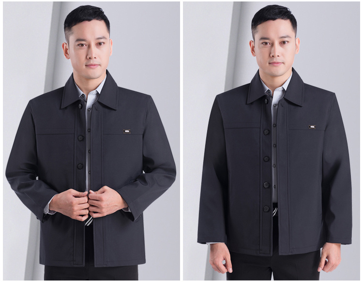 Áo trung niên và đàn ông lớn tuổi áo xuân và áo đơn nút đơn giản áo khoác form rộng