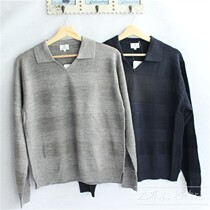 Foreign trade export day single men autumn winter with wool blend sweater casual lapel collar long sleeve base shirt pullover