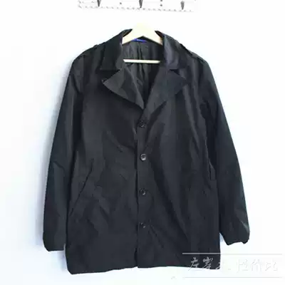 Foreign trade Foreign single men's spring and autumn long version of the windbreaker solid color suit collar business casual windbreaker single coat