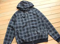 Mens foreign trade plus size hooded sweater spring and autumn zipper cardigan Plaid casual single coat mens sportswear top