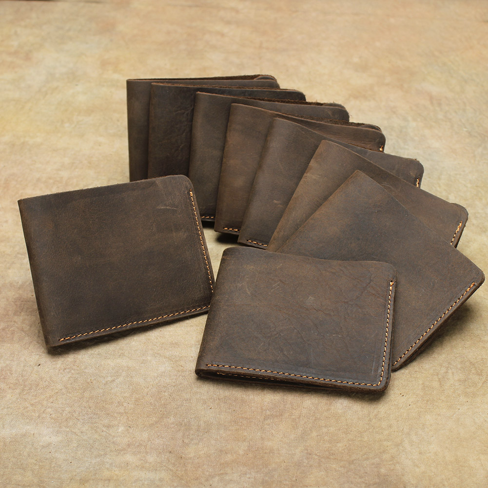 Giải phóng mặt bằng đặc biệt crazy leather leather handmade ví đơn giản túi micro-man retro ví da bò nam ví tiền nam