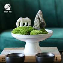 Plant vase Moss bonsai light luxury tea table simulation floral set modern new Chinese model room decorative ornaments