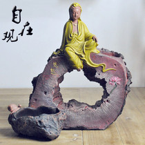 New Chinese Zen ceramic rockery cat and mouse animal Buddha Teahouse ornaments coffee table desktop bookcase decoration