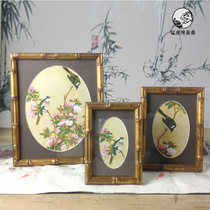 New Chinese solid wood golden bamboo 6 inch 7 inch 10 inch photo frame combination retro style swing table Chinese style ornaments decoration