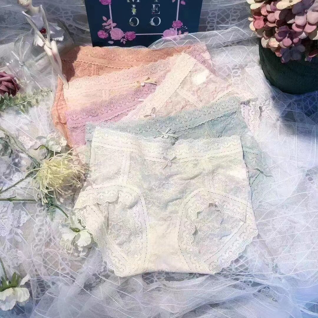 Recipes new products Bubbles Lace Lady Briefs Pure Cotton Crotch Bag Hip Ventilation Comfort No Marks Pants Head 3 Strips 61578