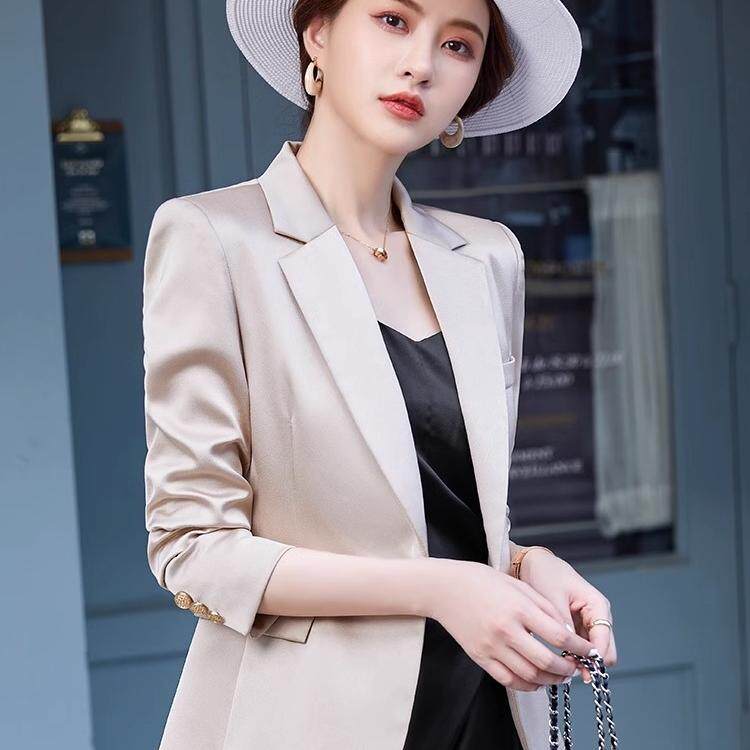 DGVV真丝西装外套女高端桑蚕丝春秋薄款高级感小个子休闲西服上衣
