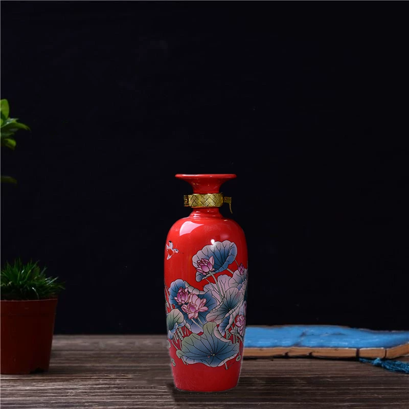 Jingdezhen chai rượu vang gốm nặng 1 kg cá sen đặt một pound nếm nhuyễn niêm phong bình đựng rượu - Rượu vang