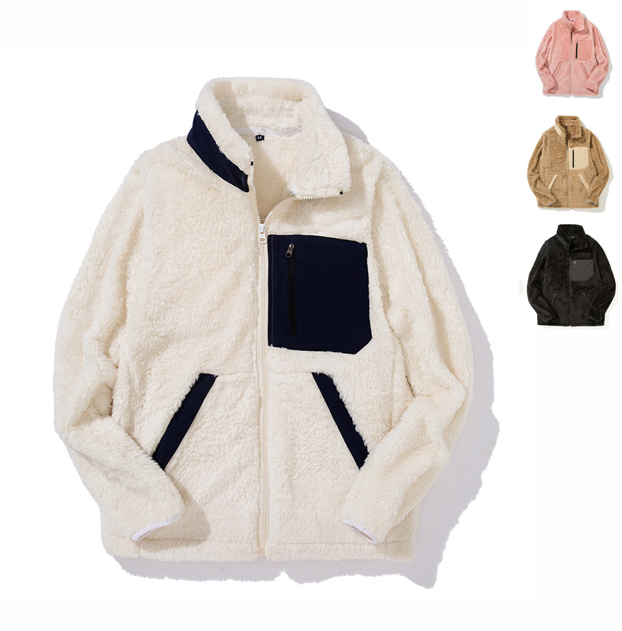 Lamb suede grabbing suede jacket for men and women Coral Suede Plus Suede Thickened Double Flannel Rocking Grain Flannel with sweatshirt thick cotton T jacket