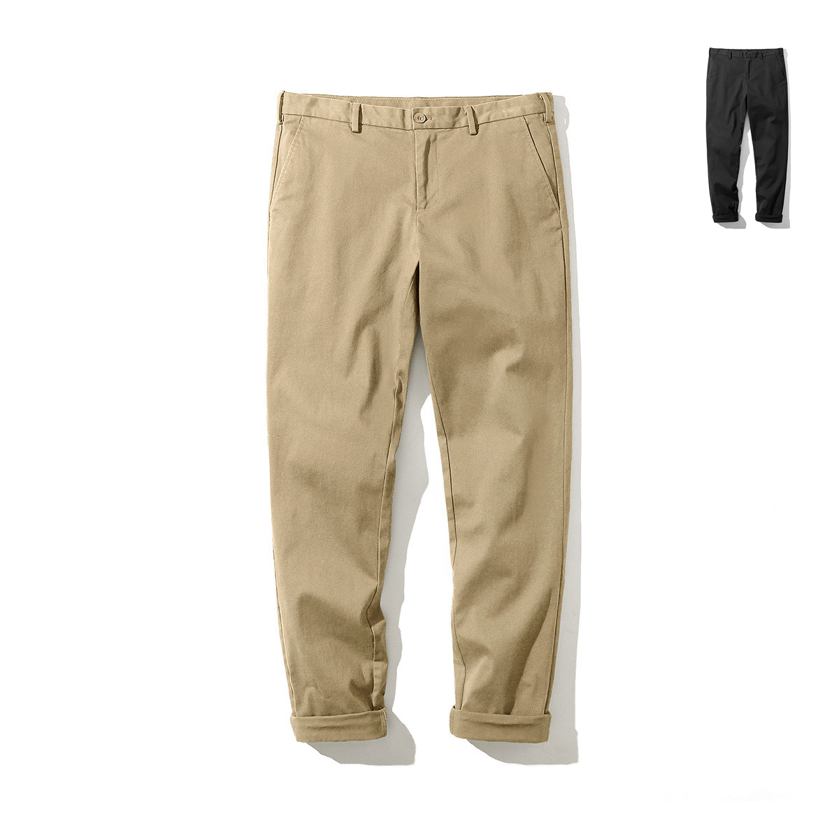 Men's dress Plexless Straight Barrel Long Pants Card With Trousers Long Pants Autumn Winter Men Casual Pants Business Micro-Slung Mid Pants 100 hitch