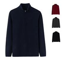 Mens fleece semi-zippered jumper coat mens winter double-sided velvet turtleneck T-shirt base shirt thermal underwear