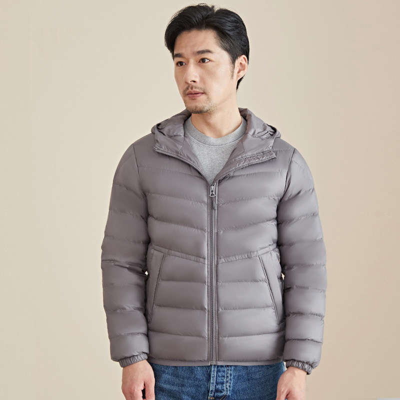 2022 new light and thin down clothes Men's hat sports Leisure short style Fashion Big Size Light Tide Jacket White Duck Suede