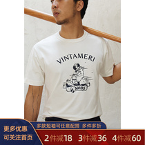 Vintameri Xinjiang long suede cotton short sleeve American vintage retro-pound printed animal pure cotton rounded collar male youth T-shirt