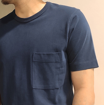 VINTAMERI three needle reinforcement round neck short-sleeved high-end large pocket T-shirt RETRO click Xinjiang long-staple cotton men