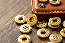VINTAMERI PURE BRASS UNION MADE HAND-stitched FOUR-eye button STRAP buckle WITH 1 SET OF 6 pieces