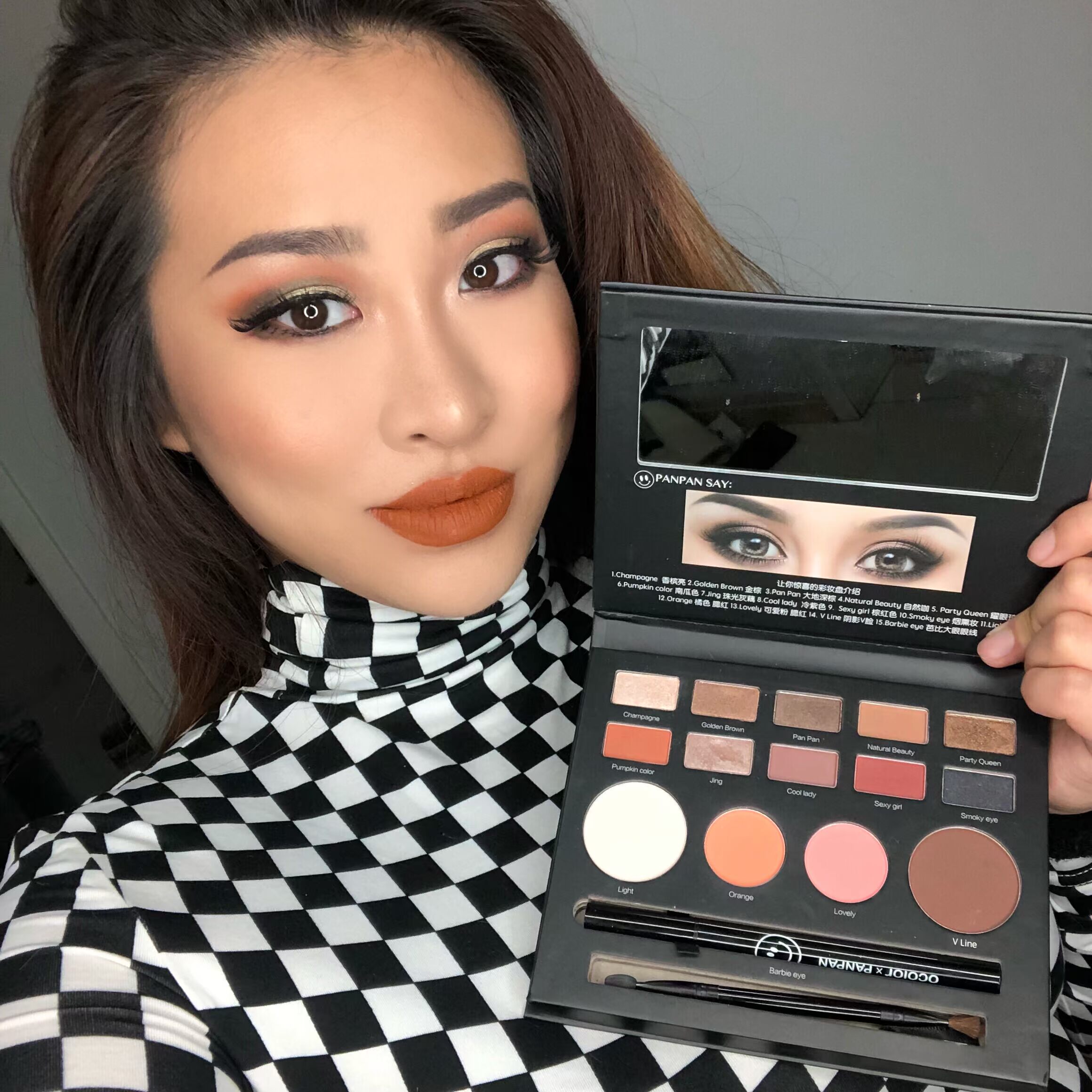 Myloveto khay trang điểm má hồng ánh sáng cao khả năng sửa chữa màu đất bóng mắt khay kẻ mắt đôi cọ bóng mắt bộ cushion missha hồng