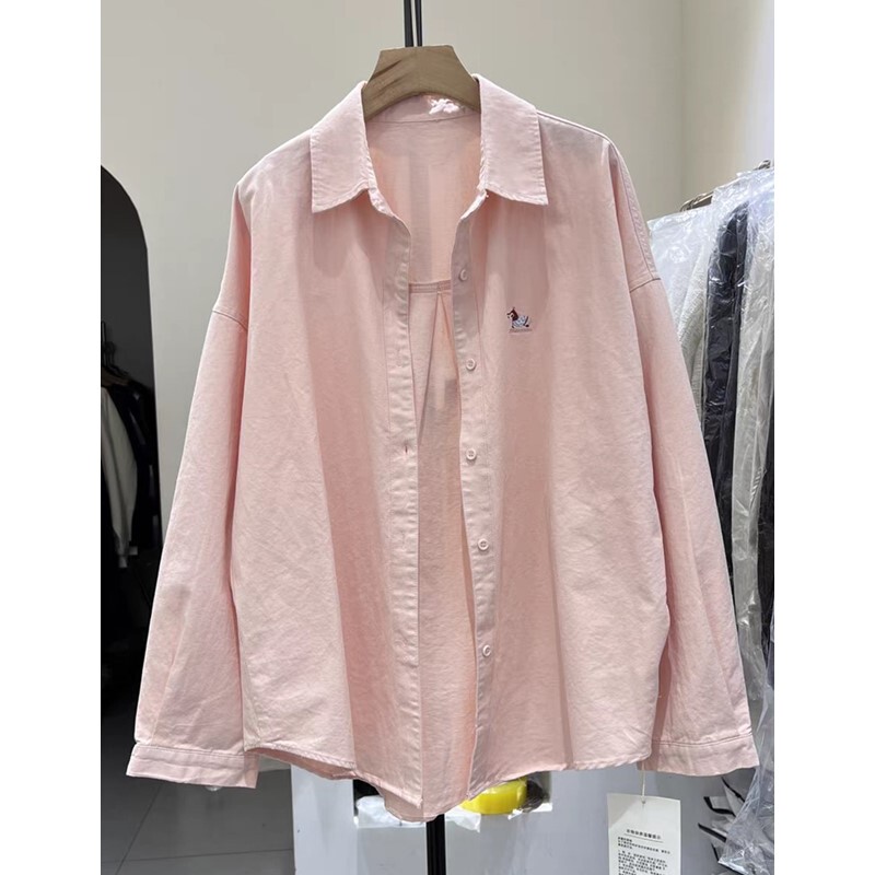 Embroidered Shirt 2025 New Style Lazy Candy Pink Long-Sleeved Top for Women Sweet Age-Reducing Sun Protection Loose Jacket