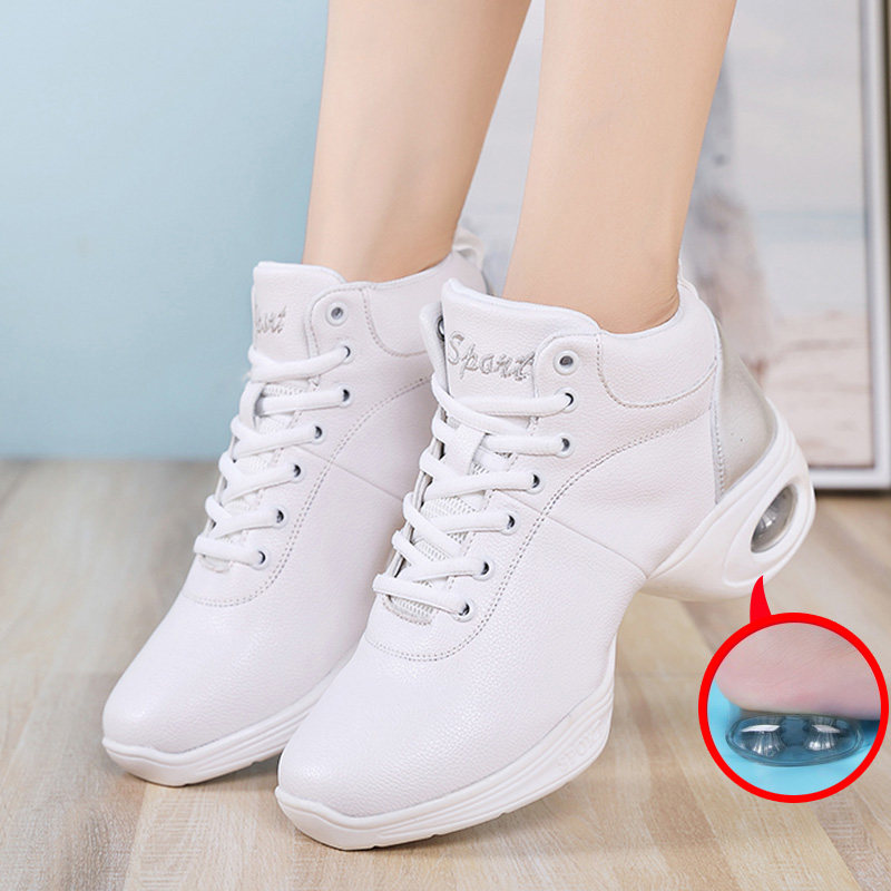 Autumn Winter Square Dance Shoes Soft-bottom Genuine Leather Dancing Shoes High Cylinder Leather Shoes Dance Shoes Bodybuilding Step Dancing Women Shoes Sports Women Shoes