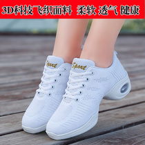 New Square Dance Shoes Adults Soft Bottom Water Soldiers Jazz Dancing Women Shoes 3D Flying Textured Net Face Breathable Ghost Walking Shoes