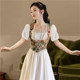 Romantic palace style oil painting dress summer tea break dress high-quality at-apart princess dress French retro fairy dress