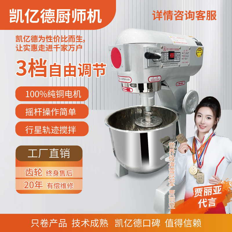 Multifunctional B20L10 Mixer, Commercial Dough Mixer, Powerful Egg Beater, Dough Kneading Machine, Chef's Cream and Fresh Milk Machine