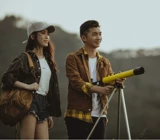 Желтый реквизит для фотографии, дорожный телескоп