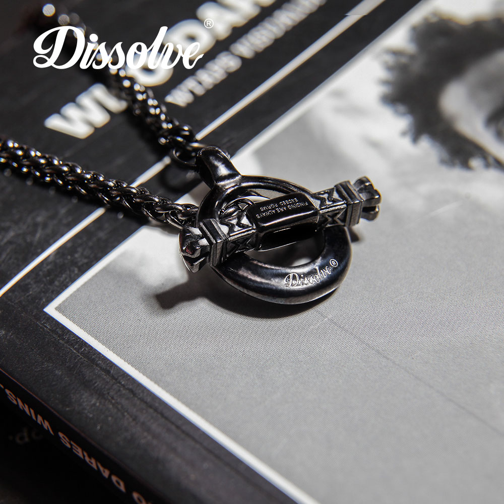 DISSOLVE Original designer Chaude Goethe retro OT button necklace male titanium steel minimalist with 100 hitch