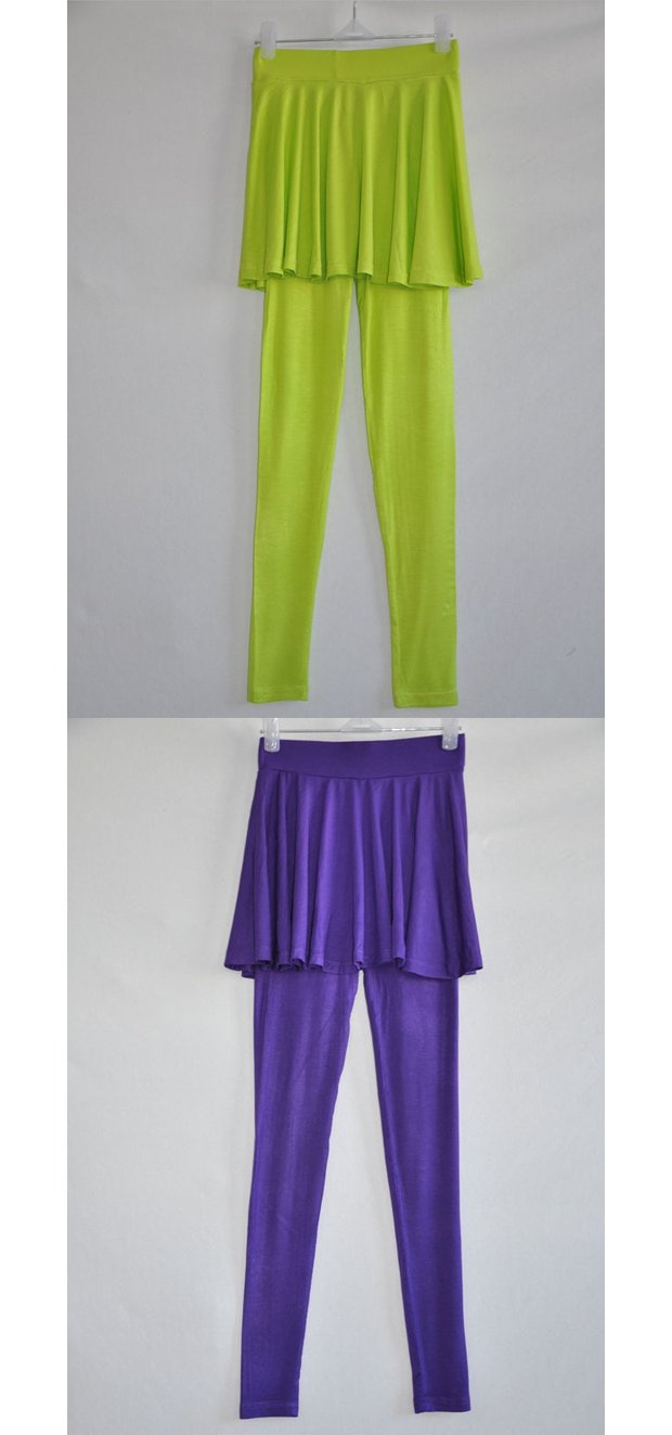 Mùa hè Hàn Quốc phụ nữ mỏng phần dưới váy quần giả hai váy xếp li quần legging cotton modal - Quần tây thường quần áo nữ trung niên