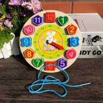Digital clock Building blocks Beaded threading clock Early education puzzle shape matching puzzle Childrens toys 1-3 years old