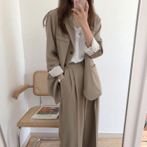 South Korea ins Loose Boyfriend Style Casual Long Sleeve Suit Jacket High Waist Drop Lop Leg Pants Pants Set