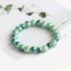 Cuihua Scholarly Literary Fresh Style National Jade Green Jingdezhen Ceramic Bead Bracelet Student Niche Bracelet 31