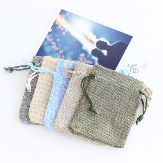 Small fresh forest linen cotton and linen jewelry cloth bag bracelet necklace earrings jewelry packaging bag ethnic style gift storage bag