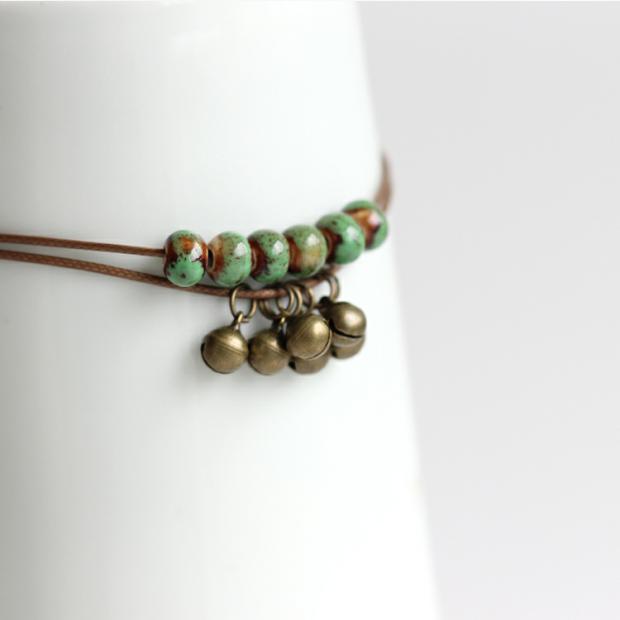 [khí chất làm đẹp] Thời trang Hàn Quốc hai lớp vòng chân gốm đơn giản vòng tay handmade đặc biệt thủ công 57 - Vòng chân lắc chân nữ titan