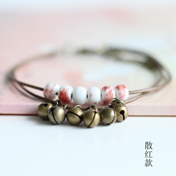 [khí chất làm đẹp] Thời trang Hàn Quốc hai lớp vòng chân gốm đơn giản vòng tay handmade đặc biệt thủ công 57 - Vòng chân lắc chân nữ titan